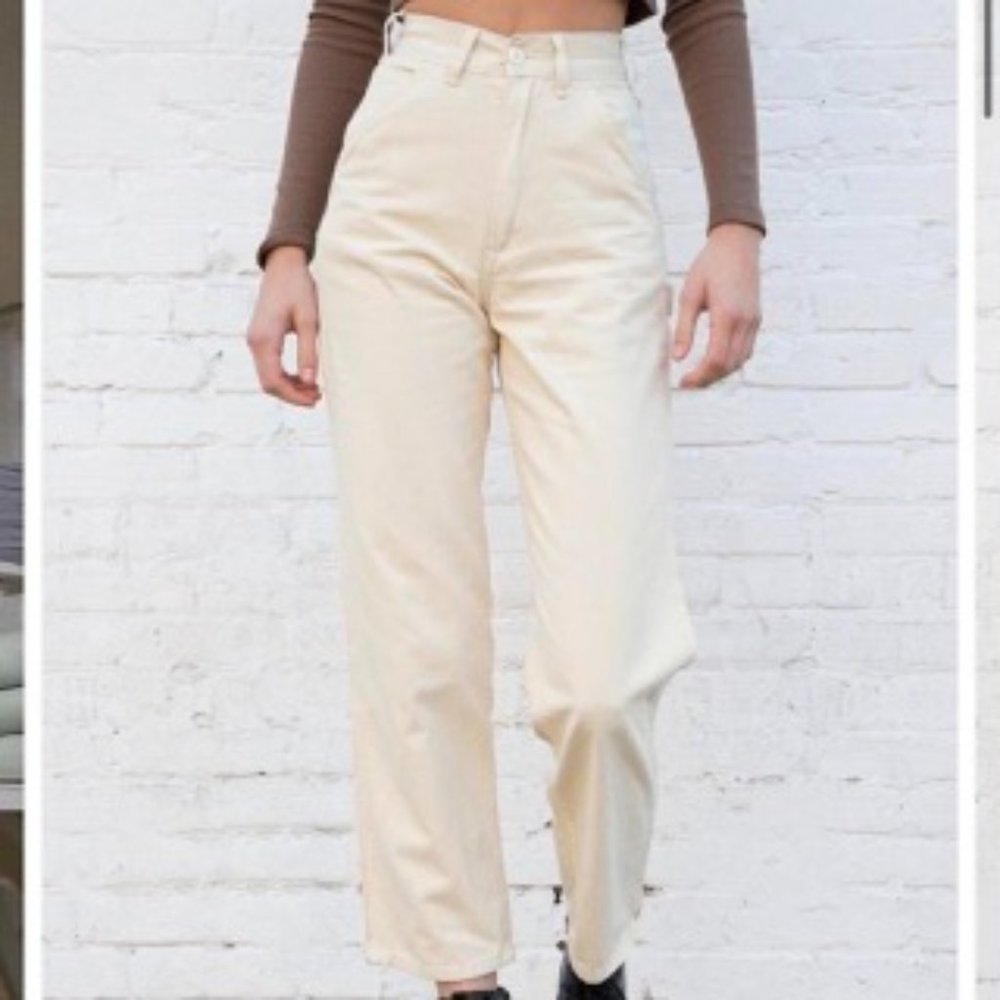 BRANDY MELVILLE Cream Carpenter Pants